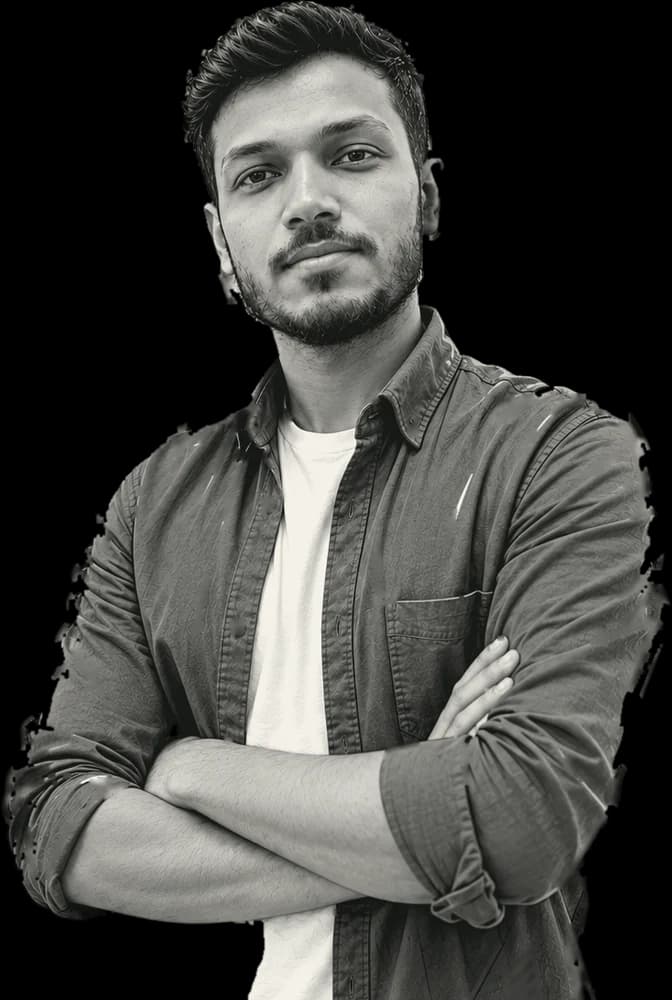 Portrait of Muhammad Abdal, arms crossed